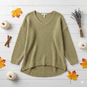 ADORA Oversized Women High-Low V-Neck Popcorn Knit Sweater | Boho Cozy Chic